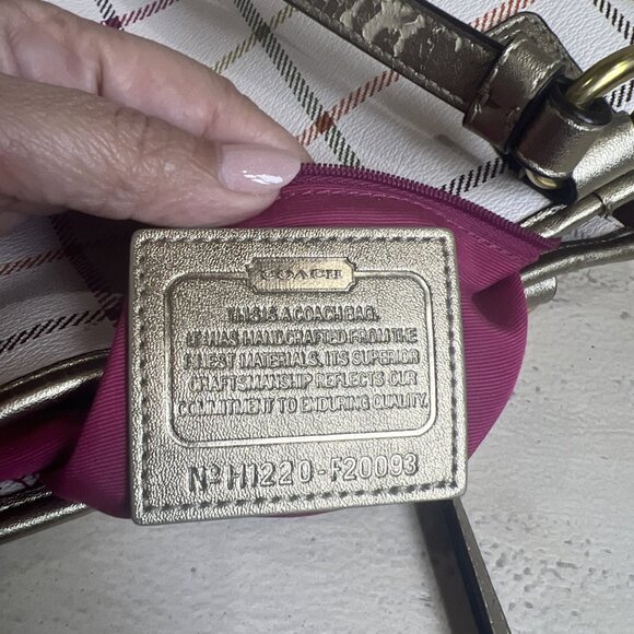 Coach Heritage Tattersall Shoulder Bag Multi Plaid Leather Cream Women’s - Picture 6 of 15